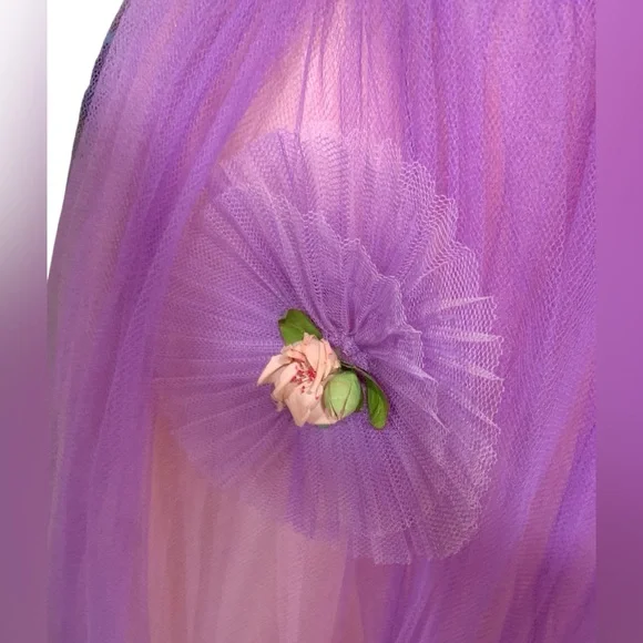 Vintage 50’s pink and purple strapless tulle prom dress w/sweetheart neckline s4 - Picture 3 of 12